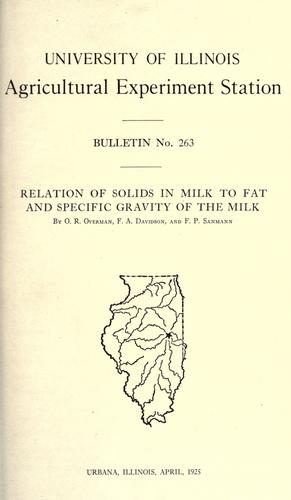 Relation of solids in milk to fat and specific gravity of the milk