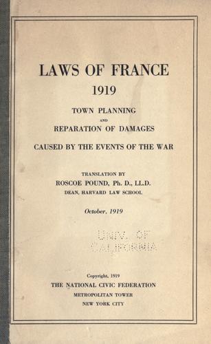 Laws of France, 1919 by France cover