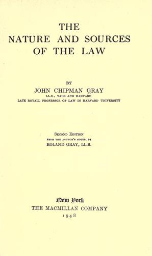 The nature and sources of the law