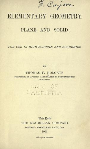Elementary geometry, plane and solid