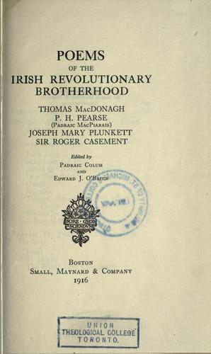 Poems of the Irish revolutionary brotherhood