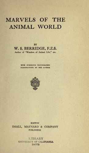 Marvels of the animal world by W. S. Berridge cover