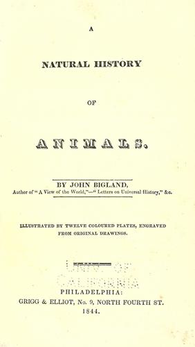 A natural history of animals