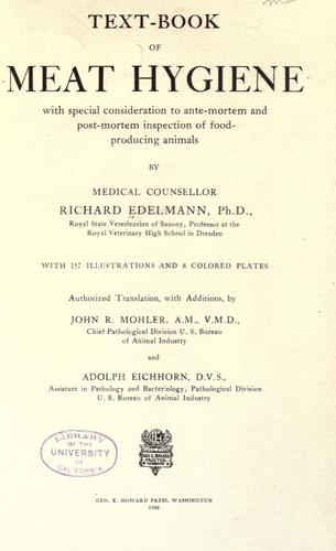 Text-book of meat hygiene by Richard Heinrich Edelmann cover