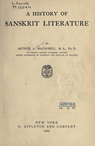 A history of Sanskrit literature