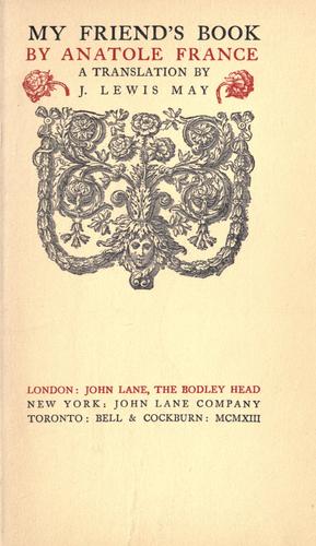 My friend's book by Anatole France cover