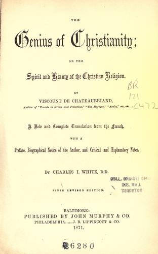 Génie du christianisme by François-René de Chateaubriand, Charles I. White cover
