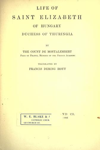 Histoire de sainte Elisabeth de Hongrie, duchesse de Thuringe