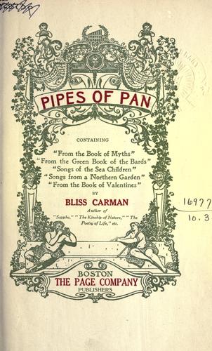 Pipes of Pan by Bliss Carman cover
