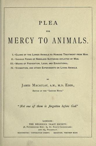 Plea for mercy to animals .. by James Macaulay cover