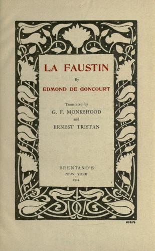Faustin by Edmond de Goncourt, Jean-Pierre Bertrand cover
