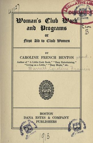 Woman's club work and programs