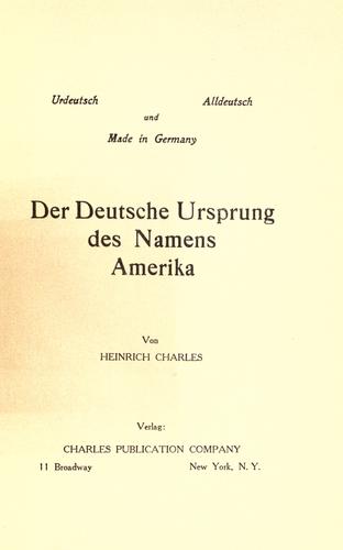 Der deutsche ursprung des namens Amerika by Heinrich Charles cover