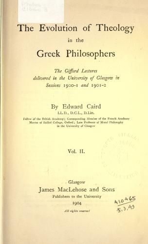 The evolution of theology in the Greek philosophers