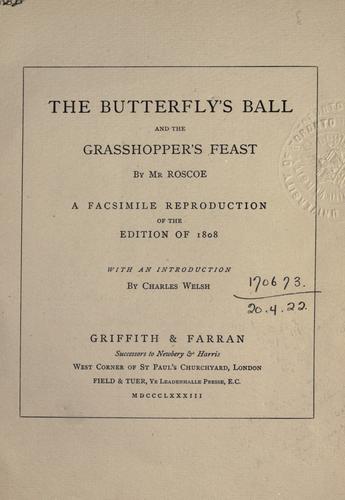 The butterfly's ball and the grasshopper's feast by William Roscoe cover