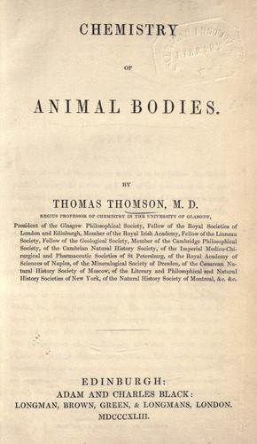 Chemistry of animal bodies