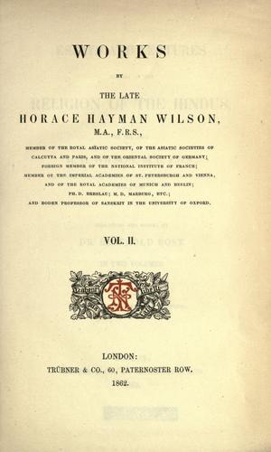 Essays and lectures chiefly on the religion of the Hindus