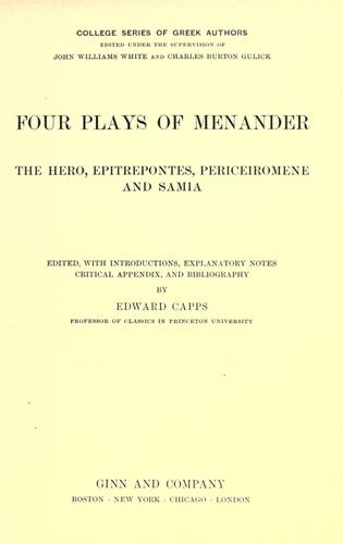 Four plays of Menander