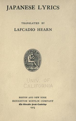 Japanese lyrics by Lafcadio Hearn cover