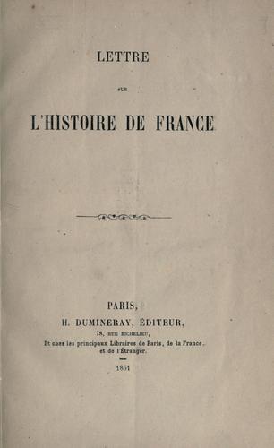 Lettre sur l'histoire de France