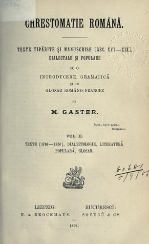 Chrestomathie roumaine by Moses Gaster cover