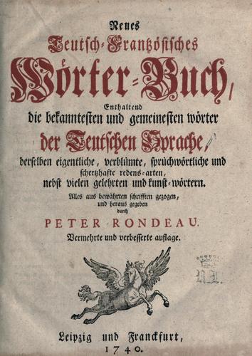 Dictionnair[e] franç[ois]-allemand by Johann Theodor Jablonski cover