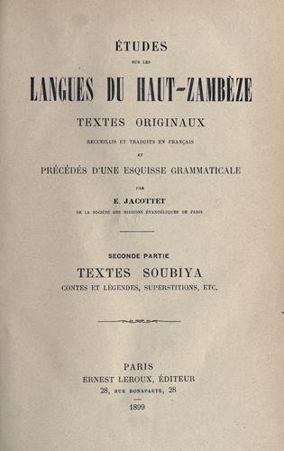 Études sur les langues du Haut-Zambèze