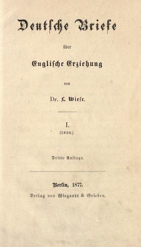 Deutsch Briefe über englische erziehung by L. Wiese cover