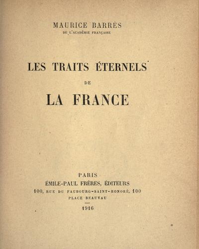 Les traits et́ernels de la France