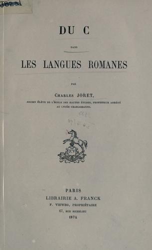 Du c dans les langues romanes by Charles Joret cover