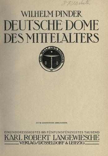 Deutsche Dome des Mittelalters by Wilhelm Pinder cover