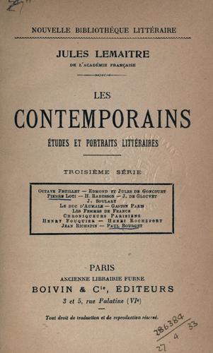 Les contemporains by Jules Lemaître cover