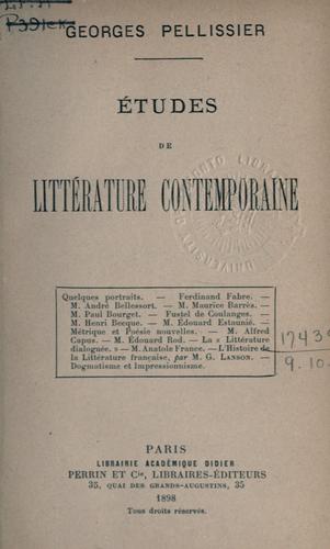 Études de littérature contemporaine .. by Georges Pellissier cover