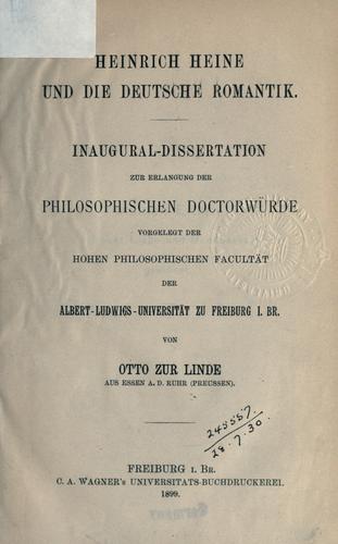 Heinrich Heine und die deutsche Romantik by Otto zur Linde cover