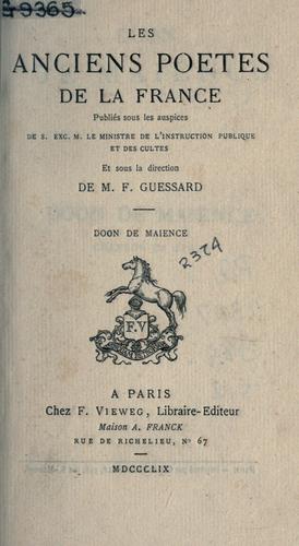Les anciens poetes de la France by François Guessard cover