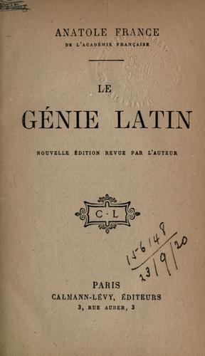 Le génie latin by Anatole France cover
