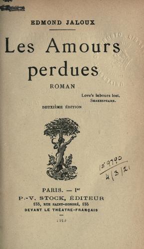 Les amours perdues by Jaloux, Edmond cover