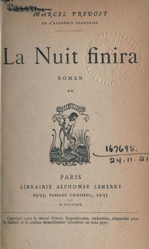 La nuit finira by Marcel Prévost cover