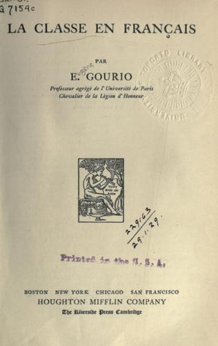 La classe en français by Eugène Gourio cover
