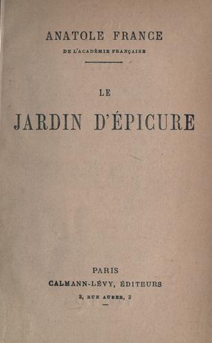 Le jardin d'Epicure by Anatole France cover