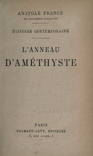 L' anneau d'améthyste by Anatole France cover