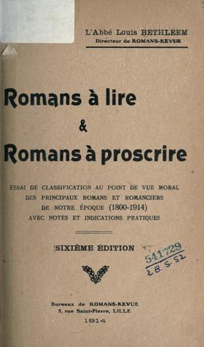 Romans à lire et romans à proscrire by Louis Bethléem cover