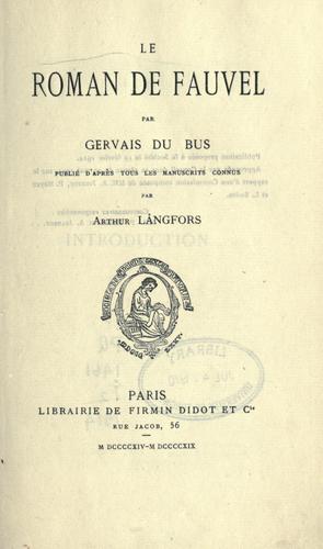 Le roman de Fauvel by Gervais du Bus cover