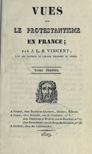 Vues sur le protestantisme en France by Jacques Louis Samuel Vincent cover