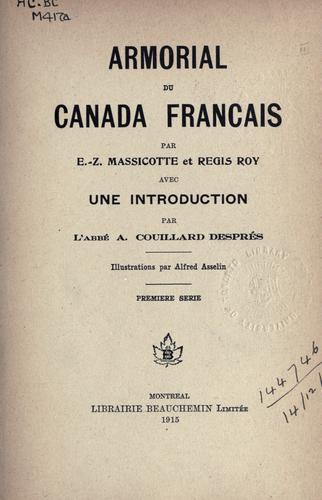 Armorial du Canada français by E. Z. Massicotte cover