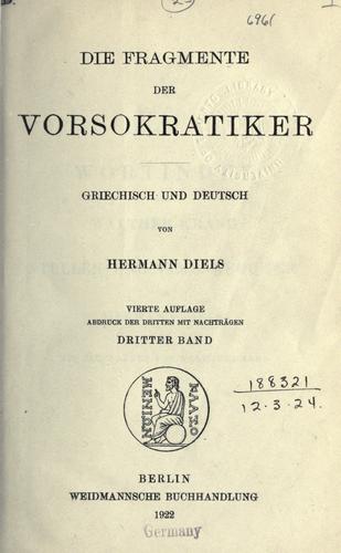 Die Fragmente der Vorsokratiker