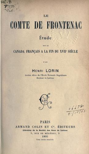Le Comte de Frontenac by Lorin, Henri cover