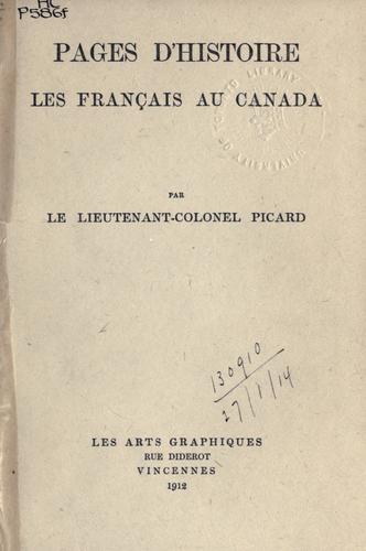 Les Français au Canada by Ernest Picard cover