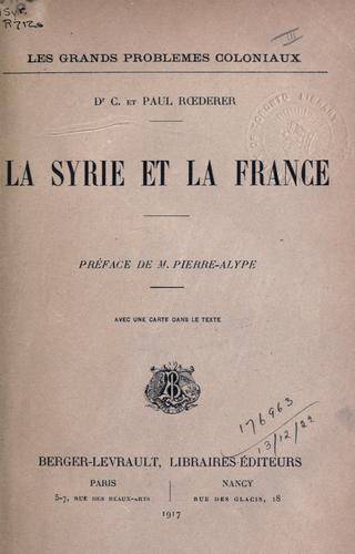La Syrie et la France by Carl Roederer cover