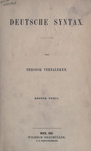 Deutsche Syntax by Theodor Vernaleken cover